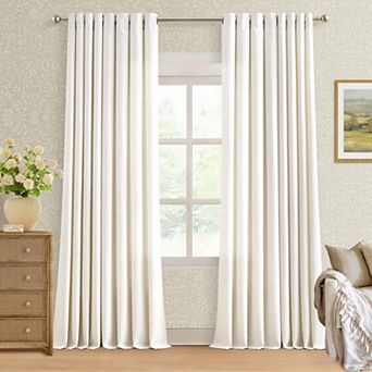 Set of 2 Heavyweight Linen Semi Sheer Grommet Curtains Light Filtering