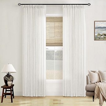 Set of 2 Linen Pinch Pleat Curtains Light Filtering Thick Fabric Hanging Drapes