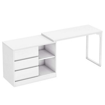 Tribesigns Modern L-Shaped Wood Computer Desk with Drawers