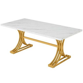 Tribesigns Modern Wood Computer Desk with Marble Top
