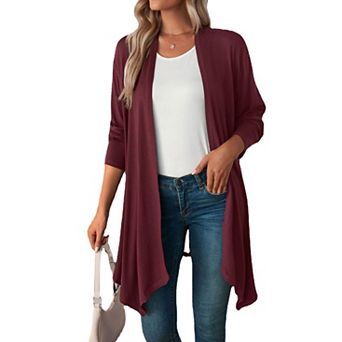 Women's Long Sleeve Flowy Long Cardigan Lightweight Casual Dressy Sweater