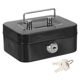 Small Cash Box with Keys, Mini Safe Locker for Money, Watches, Jewelry & Personal Items
