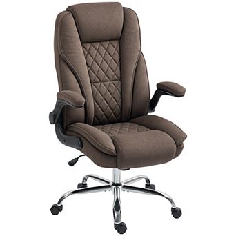 Diamond Quilted Velvet Home Office Chair with Fold Up Armrests High Back and Rolling Casters