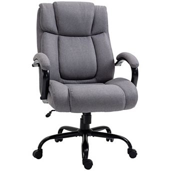 Big and Tall Executive Office Chair with Wide Seat Linen Fabric and Swivel Wheels