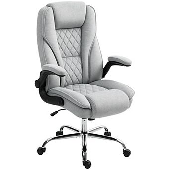 Executive Home Office Chair with Flip Up Armrests Velvet Diamond Tufted High Back and Swivel Base