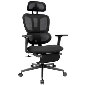 Ergonomic Office Chair, with Adjustable Lumbar Support and Foot Rest, Home Office Desk Chair