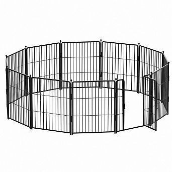 Dog Playpen 24 Inch 12 Panel Heavy Duty Metal Pet Fence Indoor Outdoor Foldable