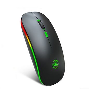 2.4G Rechargeable Slim Silent Wireless Mouse,RGB reathing Light Ergonomic Portable Mice
