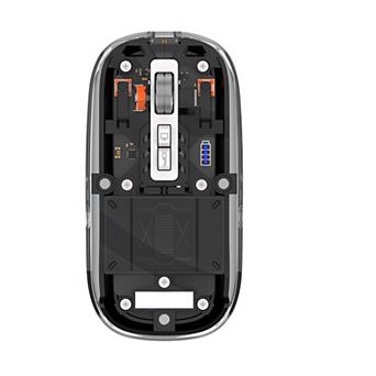 3-Mode Transparent Wireless Bluetooth Mouse,Silent Click,Rechargeable Mice with Power Indicator