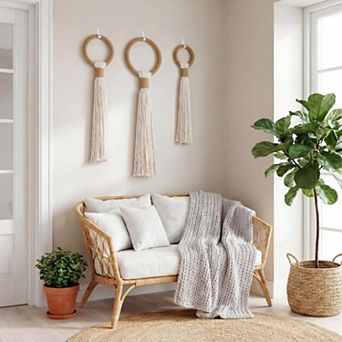 3 pc Macrame Wall Hanging Boho Handmade Cotton Yarn Art Home Decor
