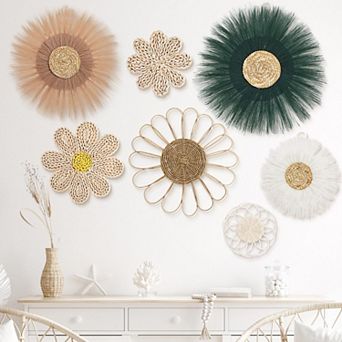 Boho Wall Basket Decor Rattan Woven Hanging Flowers Farmhouse Home Decor