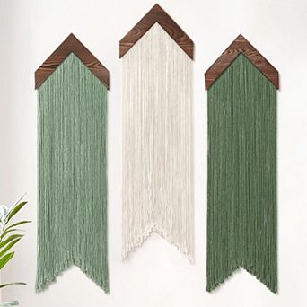 3 pc Handmade Woven Boho Wall Hanging Macrame Tapestry Decor