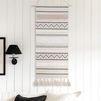 Boho Farmhouse Handmade Woven Wall Hanging Tapestry Decor for Bedroom Living Room Dorm