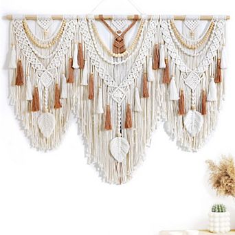 Boho Handmade Woven Macrame Wall Hanging Leaf Decor for Home