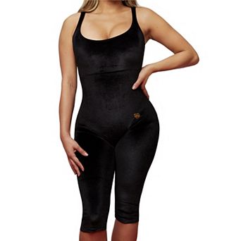 Yahaira Women's Velvet Jumpsuit Above The Knee Triple Tummy Layer