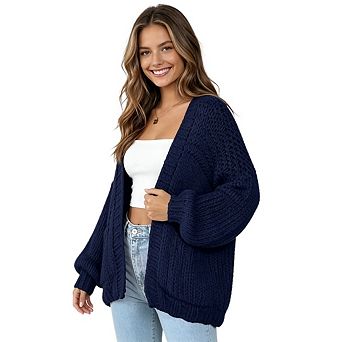 Women's Casual Cardigan Long Sleeves Knitted Open Front Cardigans Lightweight Sweaters with Pocket