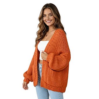 Women's Casual Cardigan Long Sleeves Knitted Open Front Cardigans Lightweight Sweaters with Pocket