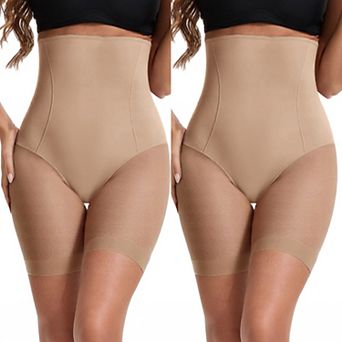 2 Packs Women's Mesh High Waist Tummy Control Thigh Slimmers Slip Shorts for Under Dresses Shapewear