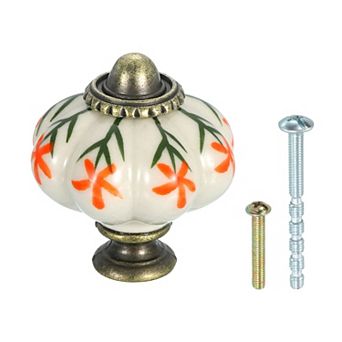 Ceramic Knobs, Vintage Pumpkin Cabinet Knob, Drawer Pull Handle with Screws for Furniture