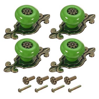 4 pc Retro Ceramic Cabinet Knobs Vintage Round Drawer Knobs Dresser Petal Cabinet Pulls Handles
