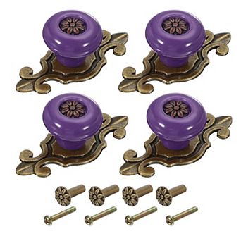 4 pc Retro Ceramic Cabinet Knobs Vintage Round Drawer Knobs Dresser Petal Cabinet Pulls Handles