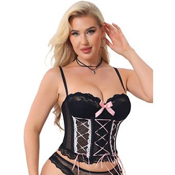 Lace Corset Tops for Women Sheer Mesh Spaghetti Strap Shapewear Going Out Party Club Tank Tops