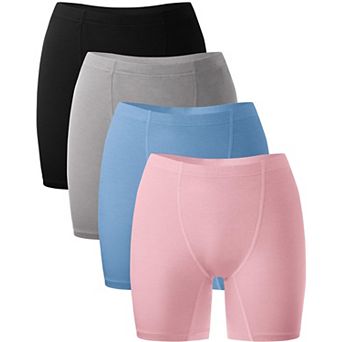 Womens 4-Pack High Waisted Boyshort Underwear Soft Stretch Breathable