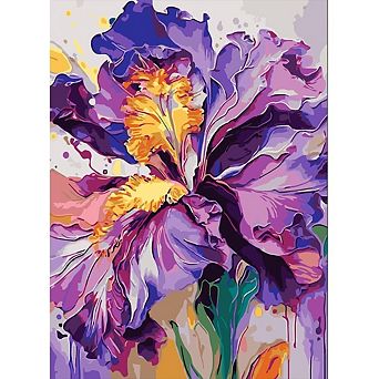 Iris Flower Paint by Numbers Kit for Adults with Canvas and Acrylic Paints
