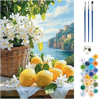 Lemon Flowers Paint by Numbers Kit for Adults Canvas Acrylic DIY Painting Set
