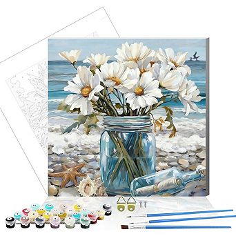 Paint by Numbers Kit for Adults with Canvas, Acrylic Paints and Wooden Easel