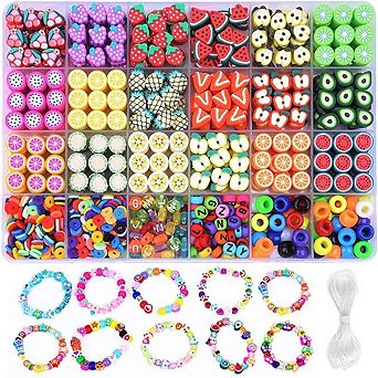 Fruit Clay Beads Charms Kit Bracelet Necklace Jewelry DIY Set