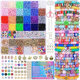 Girls Bracelet Making Kit 6500 Clay Beads, 24 Colors, DIY Jewelry
