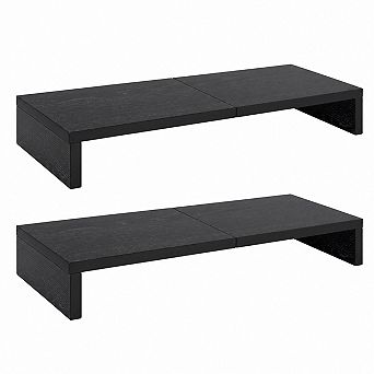Wood Monitor Stand Riser With Storage For Laptop Printer And Desktop Devices