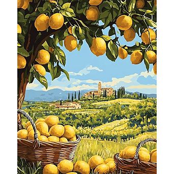 Lemon Tree Paint by Numbers Kit for Adults with Canvas and Acrylic Paints