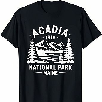 Acadia National Park Retro Vintage Travel Graphic T Shirt Nature Adventure Tee
