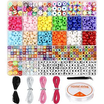 Bracelet Making Kit Polymer Clay, Smile & Letter Beads for DIY Jewelry