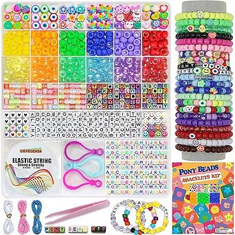 Kandi Beads Kit Plastic Beads Bracelet Necklace Jewelry DIY Set
