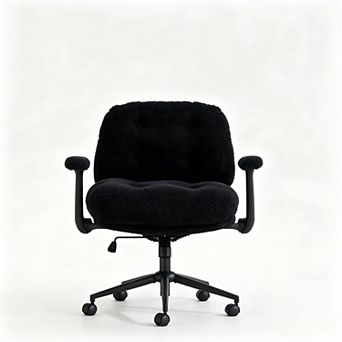 YIORTWO Cross Legged Swivel Office Chair Flip Armrest Wide Thick Cushion Adjustable Desk Chair