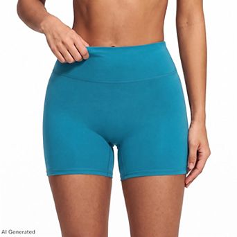 Women's High Waist Biker Shorts Fitted Mid Thigh Athletic Bottoms for Yoga Running Gym Training