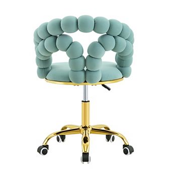 GOODSILO Adjustable Velvet Swivel Upholstered Desk Vanity Rolling Chair