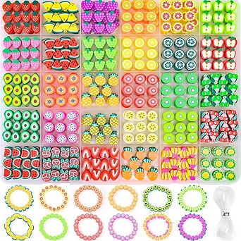 600 pc Polymer Clay Beads Kit, Colorful Beads for DIY Bracelets