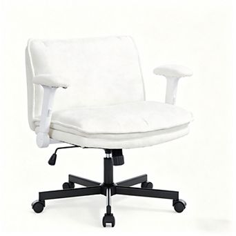 YIORTWO Cross Legged Office Chair with Flip Up Arms Swivel Desk Chair