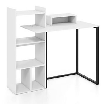 YIORTWO 43.5 Inch Computer Desk with Charging Station and Monitor Stand for Home Study Room