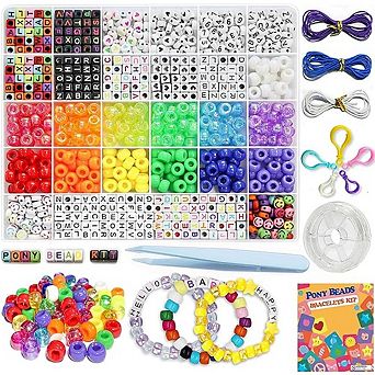 Friendship Bracelet Making Kit Pony Beads Charms Jewelry DIY Set