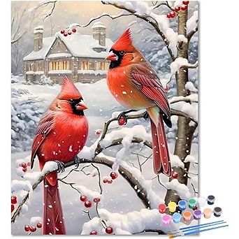 Cardinal Paint by Numbers Kit for Adults Canvas Acrylic DIY Painting Set