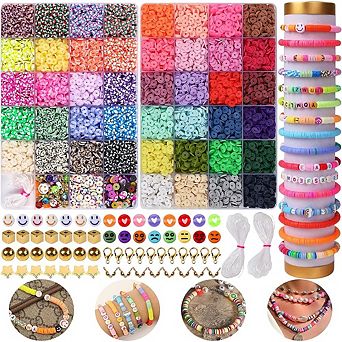 9360 Clay Beads Bracelet Kit 46 Colors, Polymer Heishi Beads DIY