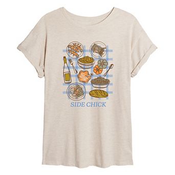 Juniors' Side Chick Thanksgiving Oversized Tee