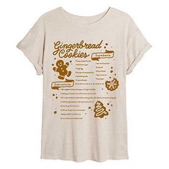 Juniors' Gingerbread Cookies Oversized Tee