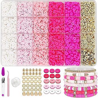 Heishi Clay Beads Bracelet Kit Gold Spacer Jewelry DIY Set