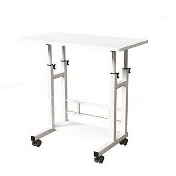 Height Adjustable Mobile Computer Desk 31.5"×15.75", Portable Space-Saving Home Bedroom Workstation
